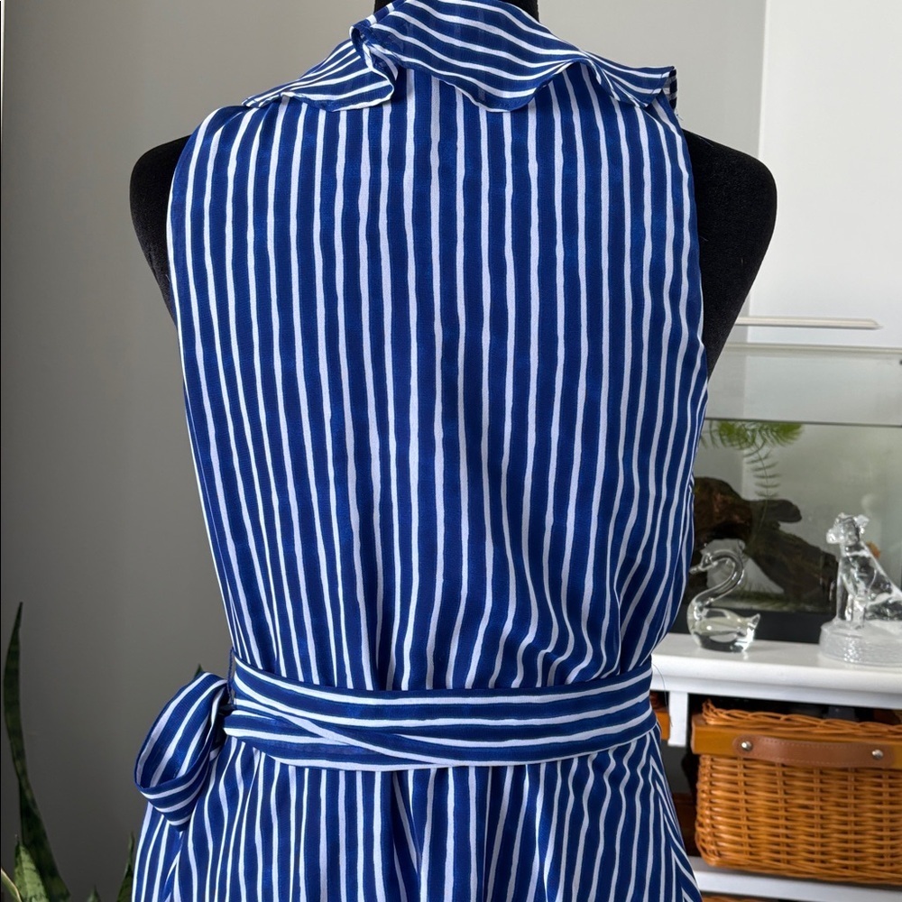 Lauren Ralph Lauren Striped Asymmetrical Dress in Blue and White - Picture 9 of 9